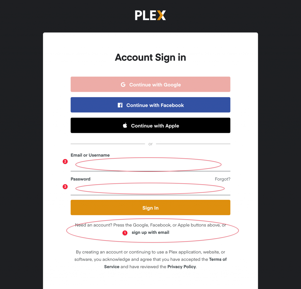 plex account sign in